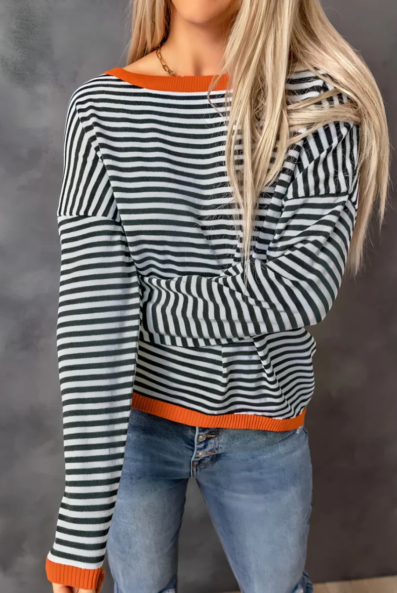 Jolie™ - Gestreifter Pullover mit geraden Schultern