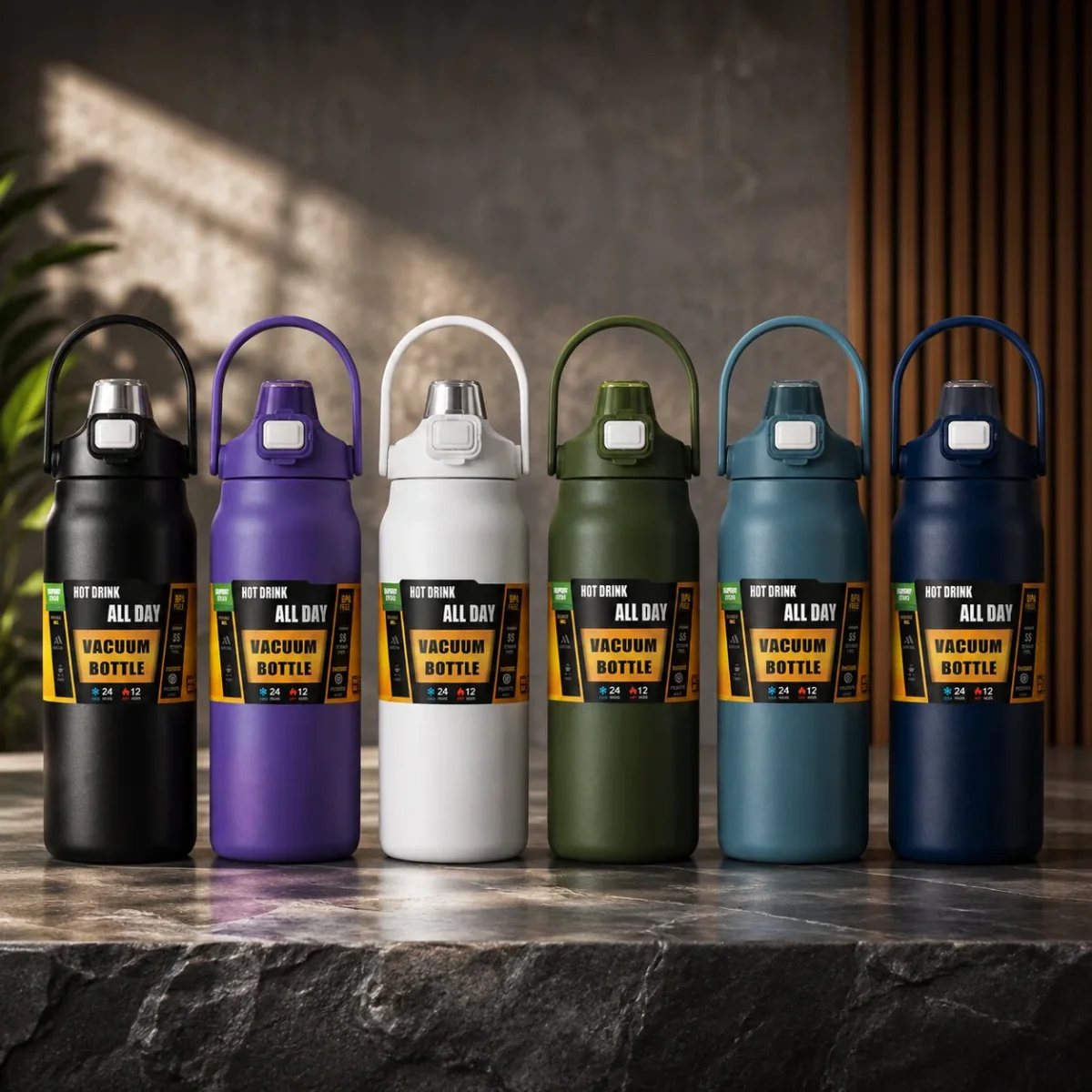 Thermosflasche mit Strohhalm | Edelstahl | Isoliert für Büro, Sport & Reisen | ThermoFlow - Billede 2
