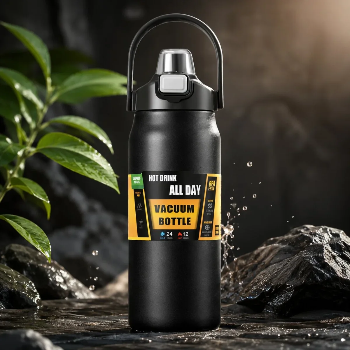 Thermosflasche mit Strohhalm | Edelstahl | Isoliert für Büro, Sport & Reisen | ThermoFlow - Billede 5