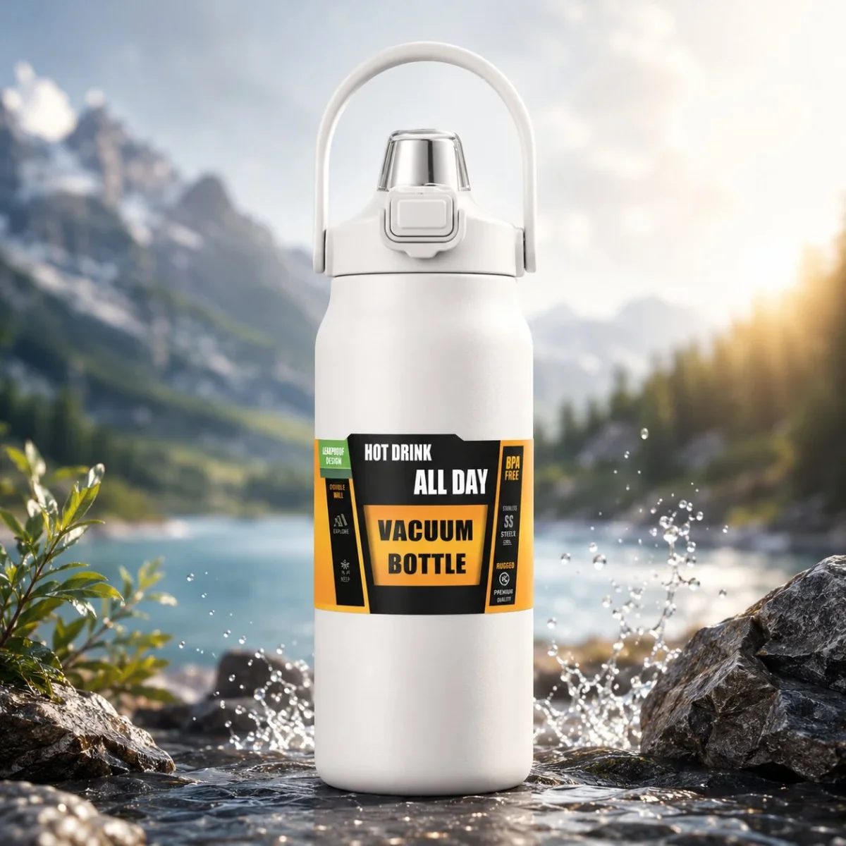 Thermosflasche mit Strohhalm | Edelstahl | Isoliert für Büro, Sport & Reisen | ThermoFlow - Billede 8